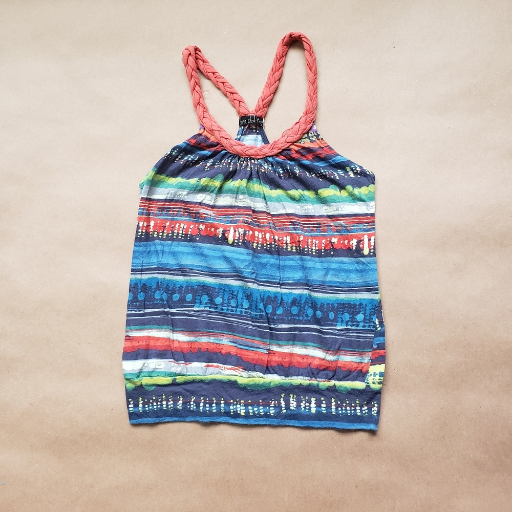 Braided Strap Multi Color Multi Pattern Tank Top … - image 1